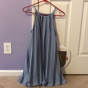 Light blue black and white striped dress